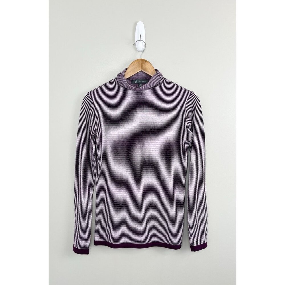 Title Nine‎ Womens Purple Striped Mock neck Sweater Small Activewear